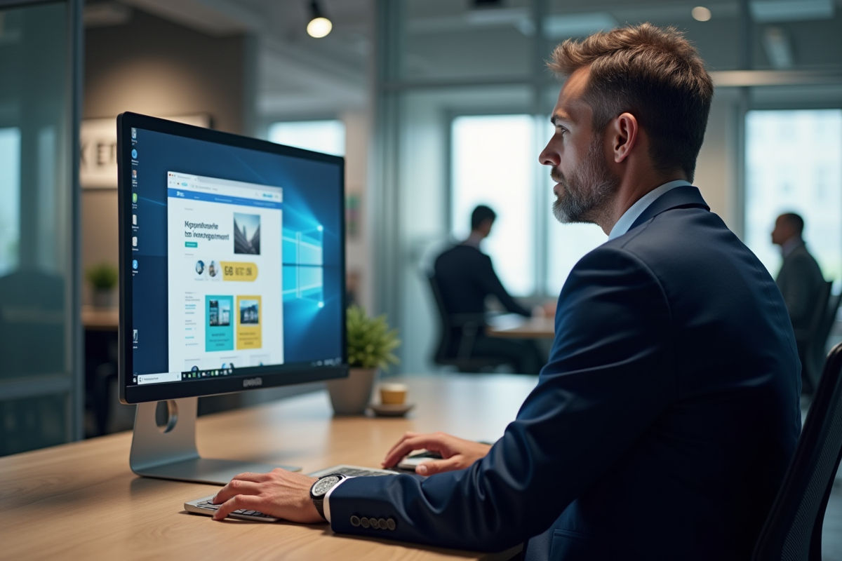 Homme professionnel examinant une maquette de site web