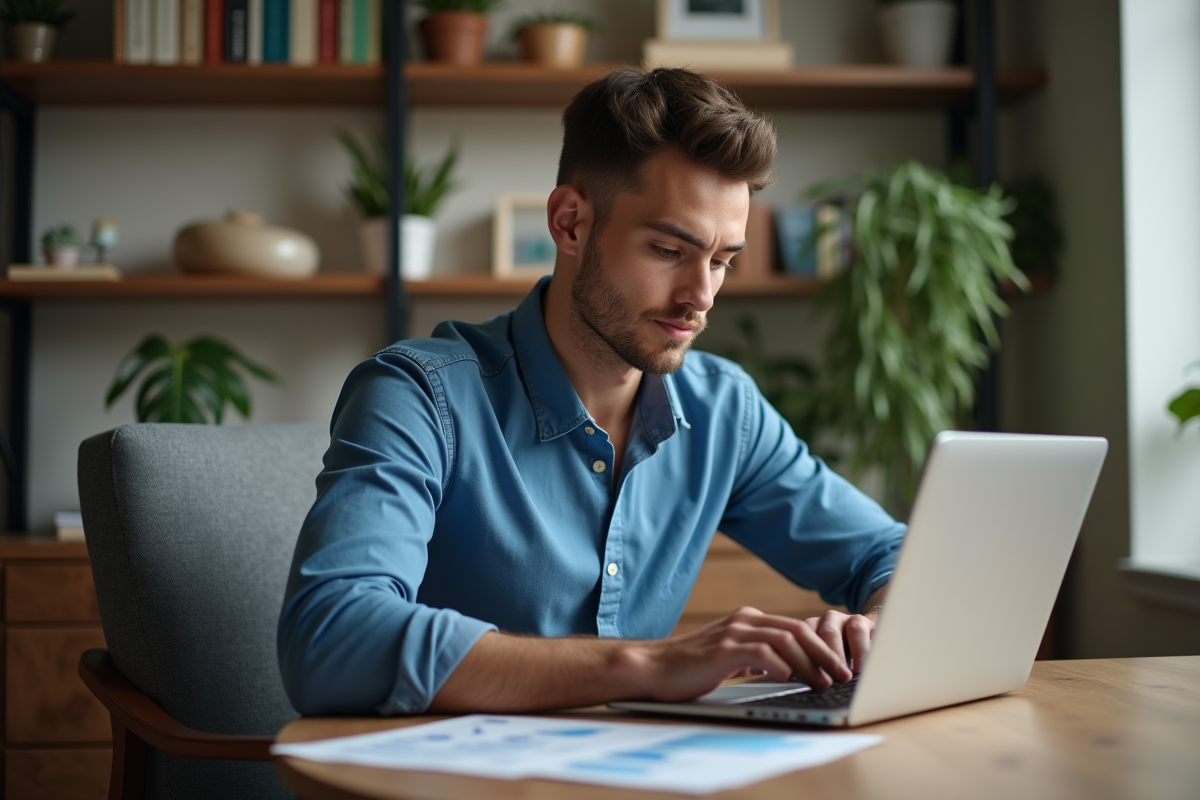 Jeune professionnel analysant des données AB test dans son bureau