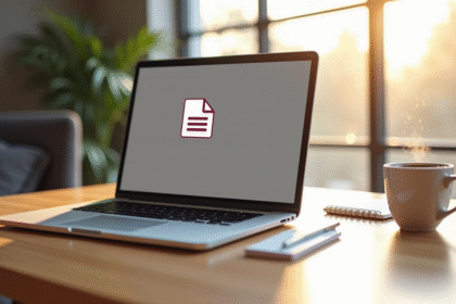 Ordinateur portable affichant un flux RSS sur un bureau lumineux